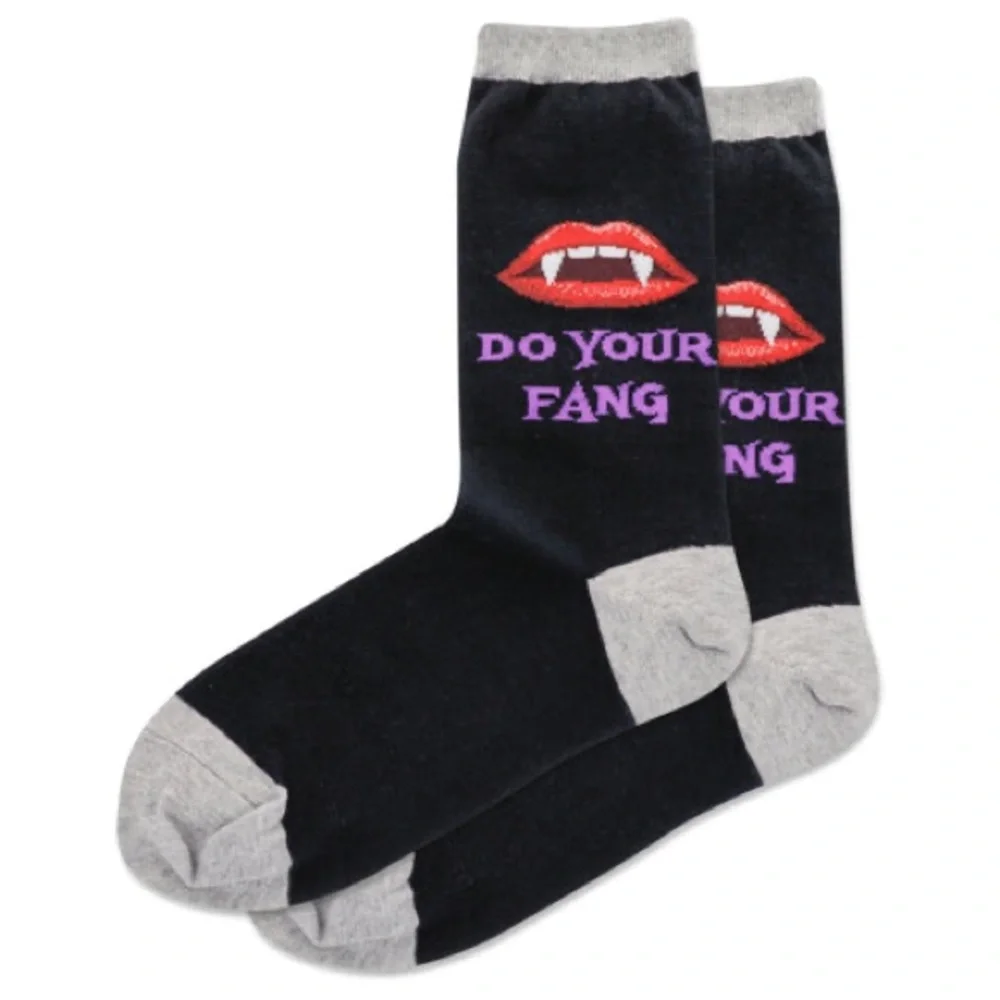 HOT SOX DO YOUR FANG WOMENS CREW SOCKS BLACK OS NWT